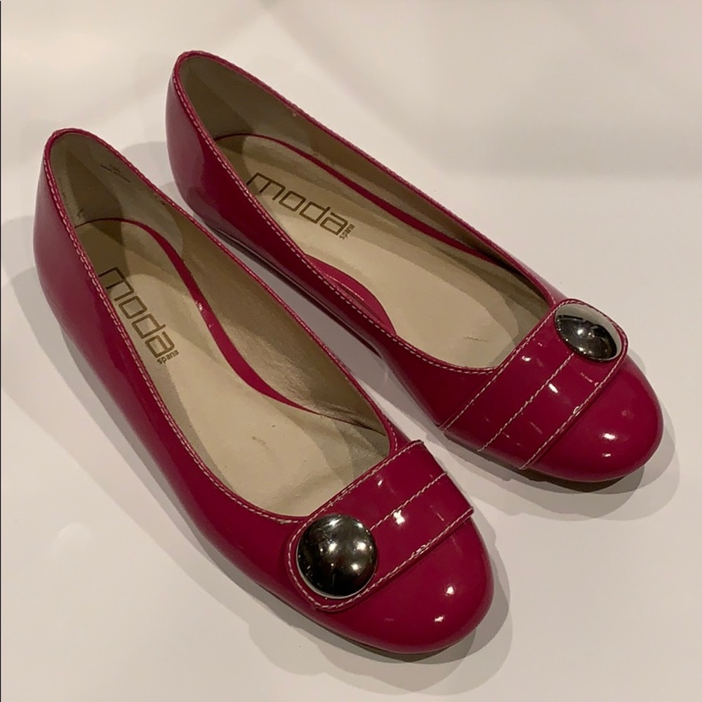 Moda Spana Fuschia Patent Sunbird Flats Size 7.5